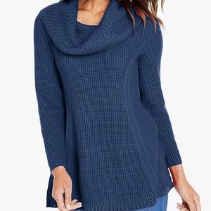 NWT Women's Trendy Blue Turtleneck Cowl Sweater Women's M